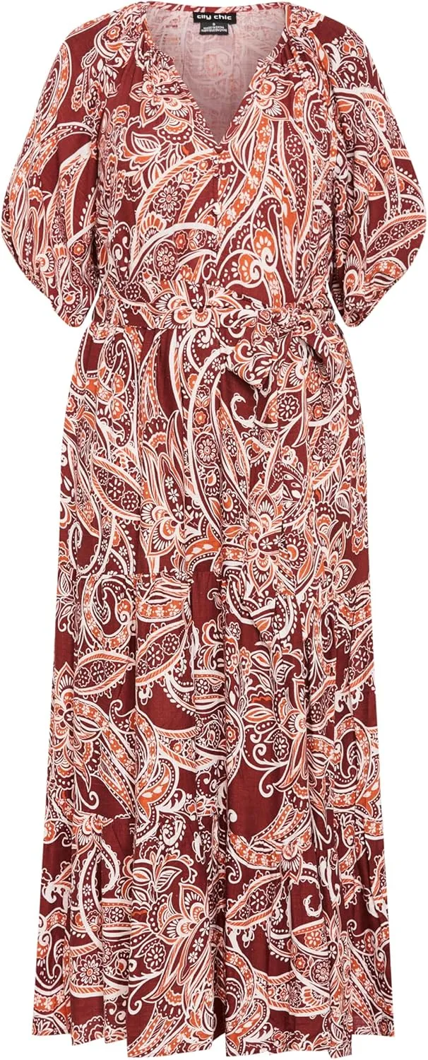City Chic Women's Plus Size Paisley Charm Maxi Dress