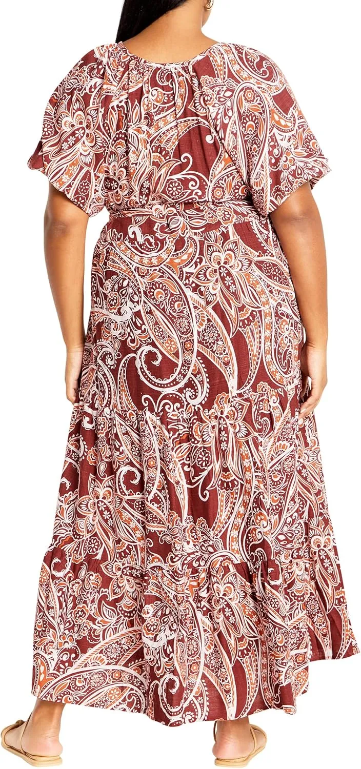 City Chic Women's Plus Size Paisley Charm Maxi Dress