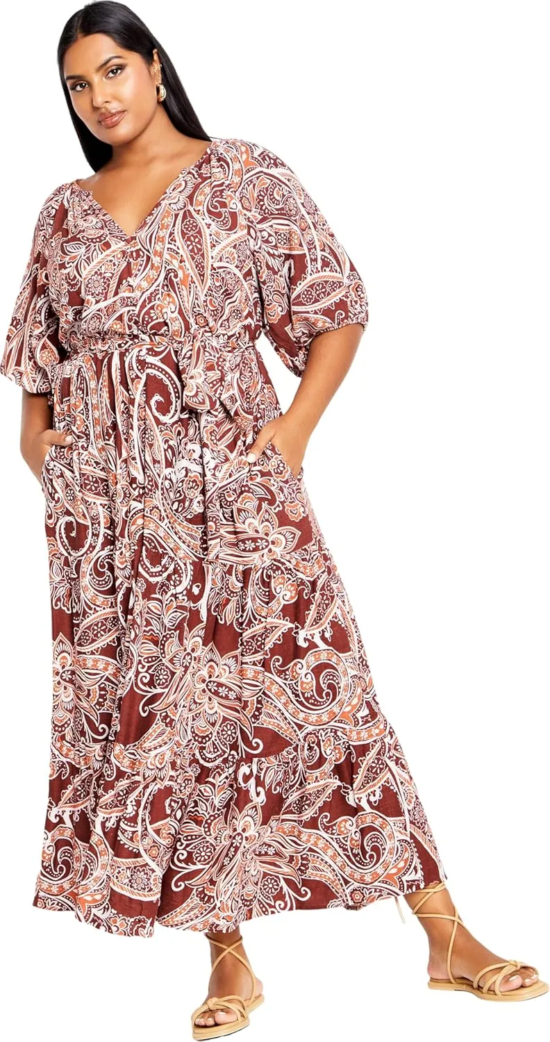 City Chic Women's Plus Size Paisley Charm Maxi Dress