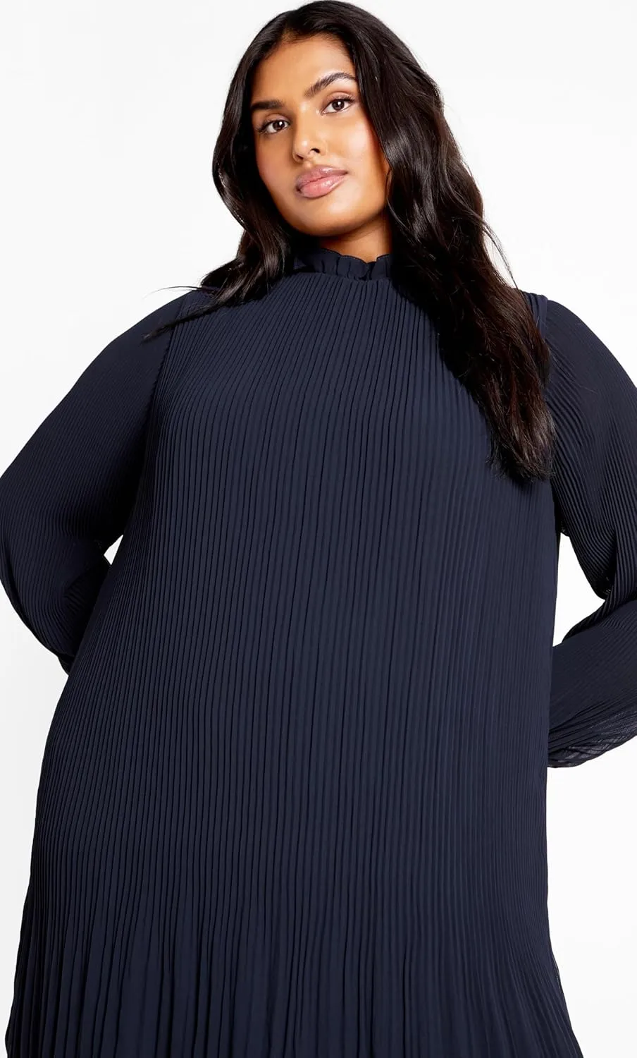City Chic Women's Plus Size Pleat Ruffle Dress