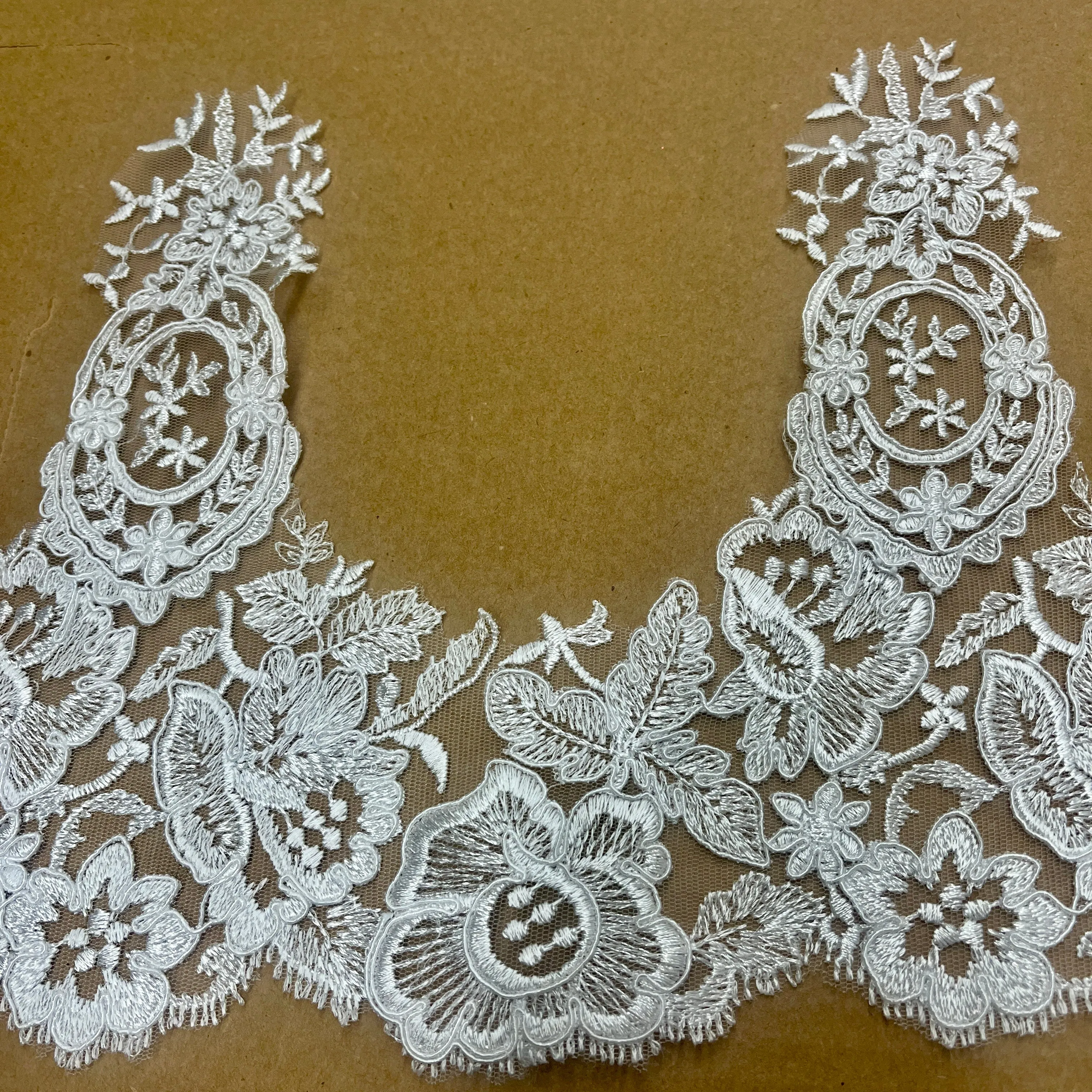Corded Lace Trimming Embroidered on 100% Polyester Net Mesh | Lace USA - 97039W/1