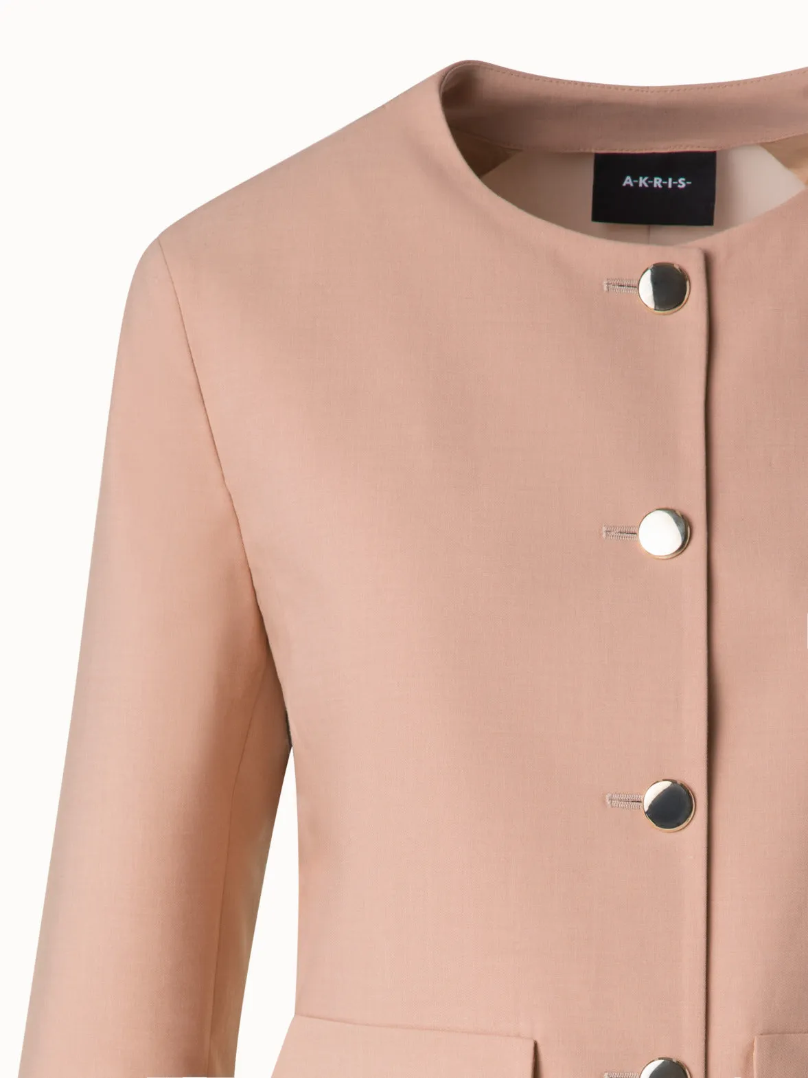 Cotton Double-Face Jacket with Gold Buttons