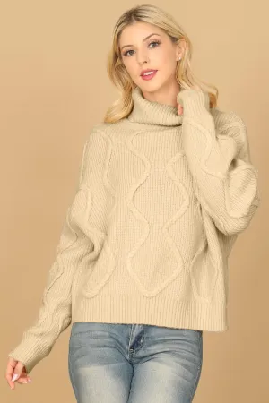 COWL NECK CHUNKY PATTERN SWEATER