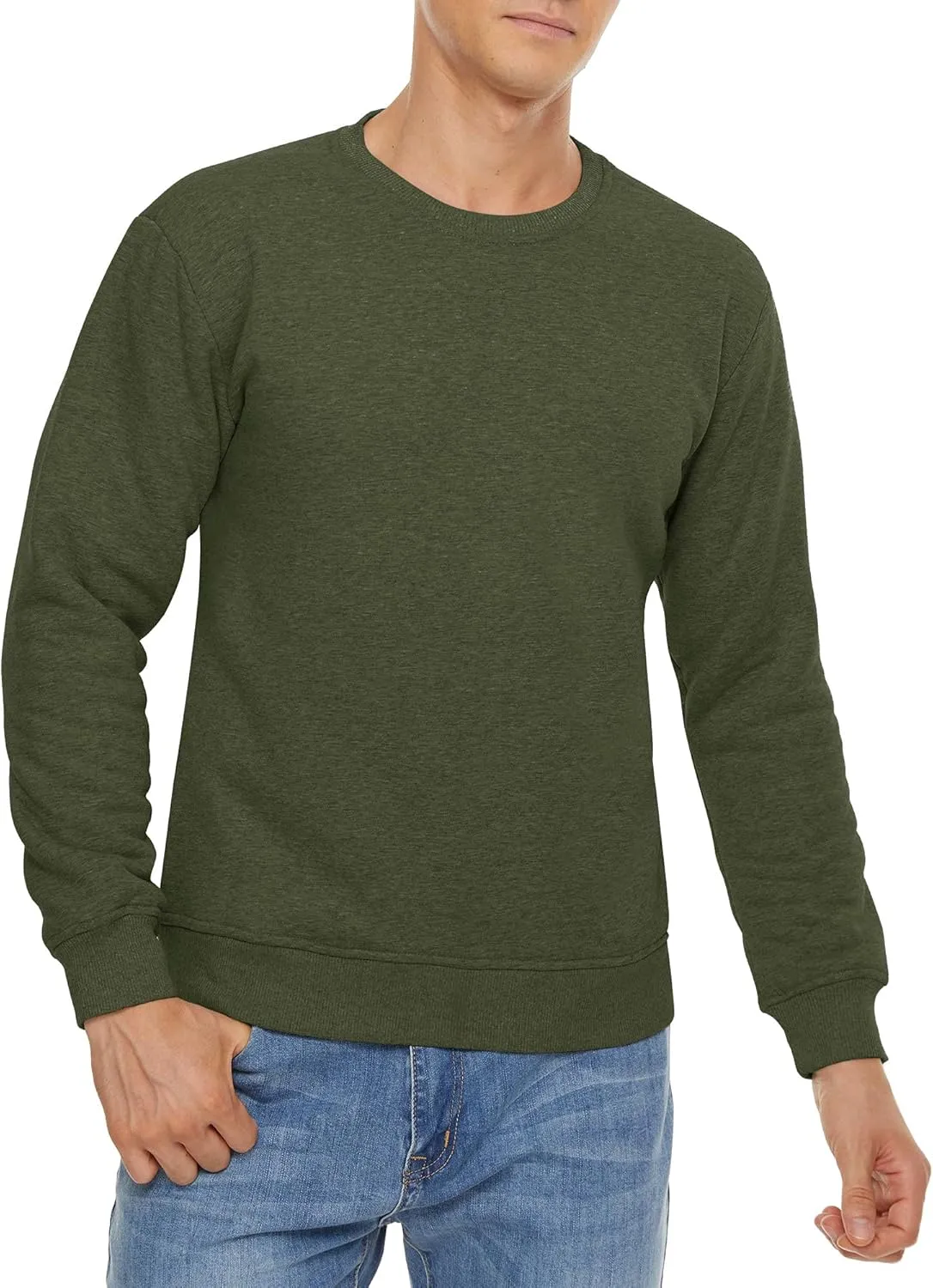 CRYSULLY Men's Sherpa Lined Sweatshirt Fleece Pullover Winter Crewneck Warm Shirts