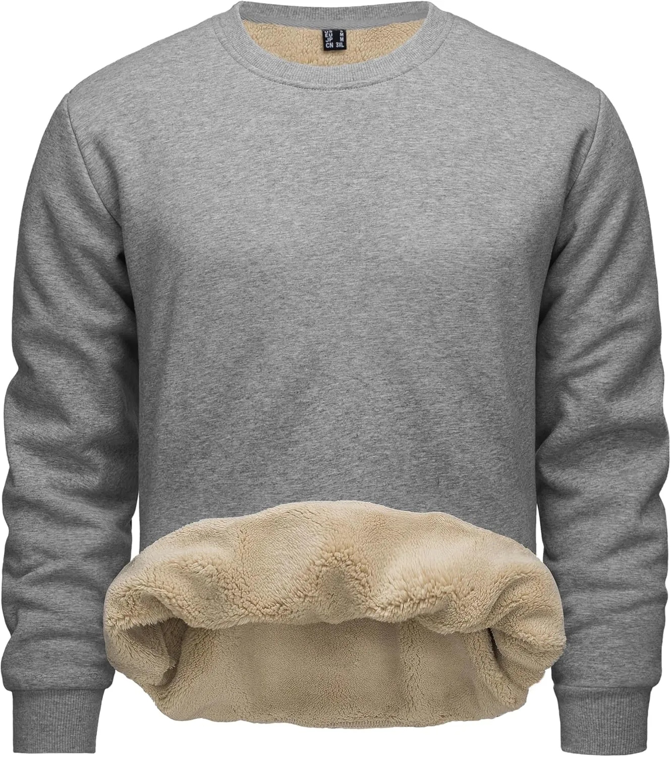 CRYSULLY Men's Sherpa Lined Sweatshirt Fleece Pullover Winter Crewneck Warm Shirts