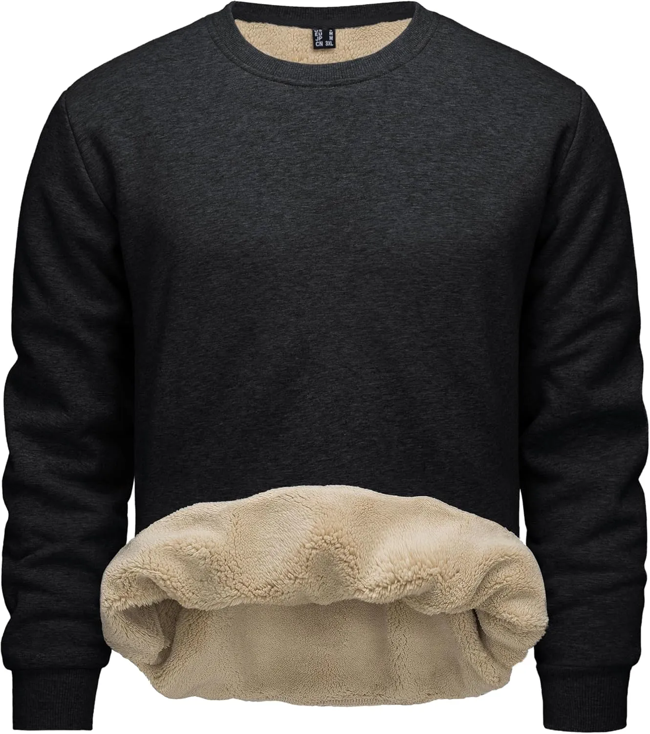 CRYSULLY Men's Sherpa Lined Sweatshirt Fleece Pullover Winter Crewneck Warm Shirts