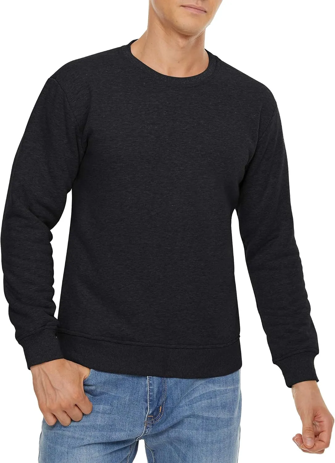 CRYSULLY Men's Sherpa Lined Sweatshirt Fleece Pullover Winter Crewneck Warm Shirts