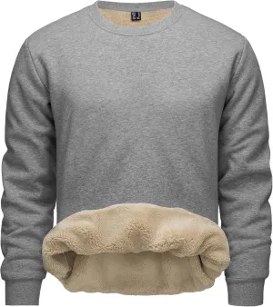 CRYSULLY Men's Sherpa Lined Sweatshirt Fleece Pullover Winter Crewneck Warm Shirts