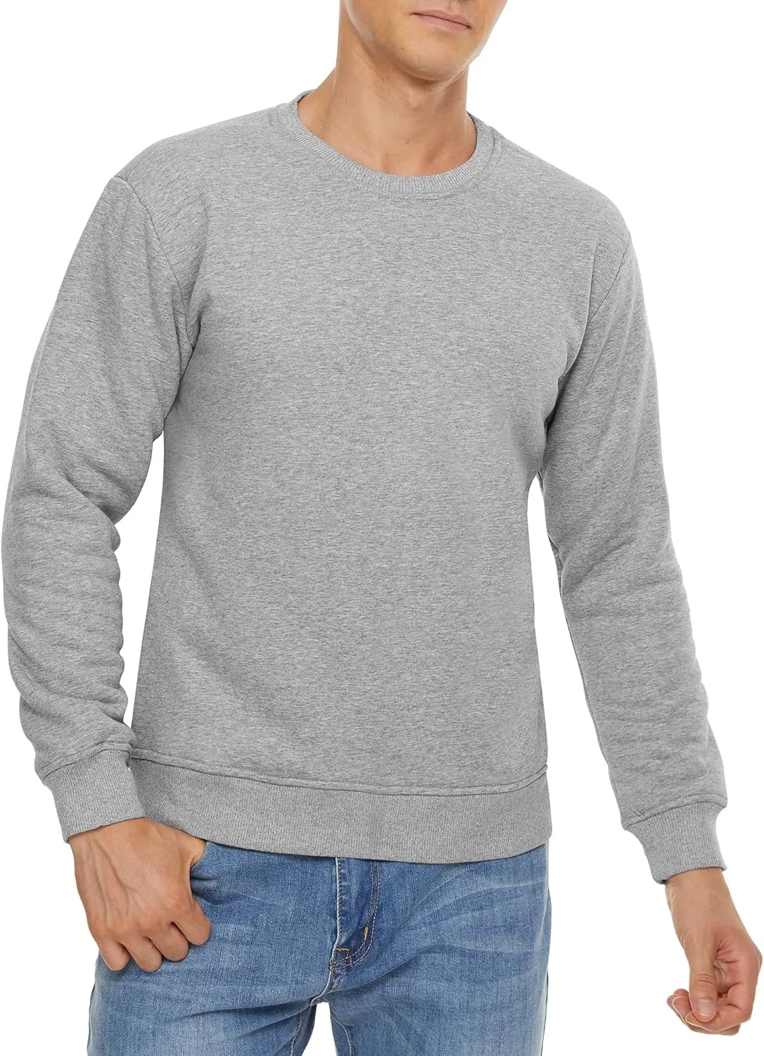 CRYSULLY Men's Sherpa Lined Sweatshirt Fleece Pullover Winter Crewneck Warm Shirts