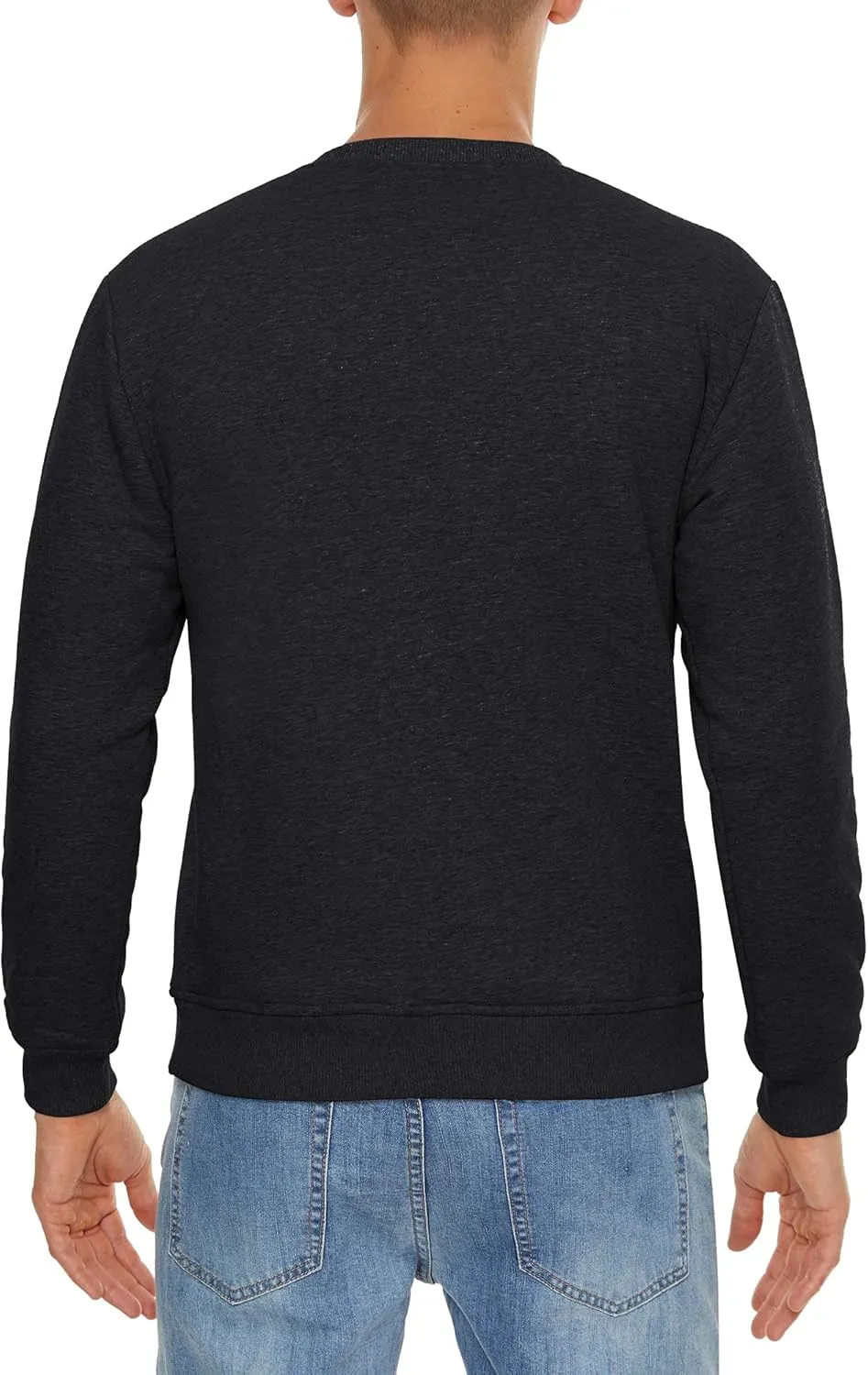 CRYSULLY Men's Sherpa Lined Sweatshirt Fleece Pullover Winter Crewneck Warm Shirts