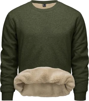 CRYSULLY Men's Sherpa Lined Sweatshirt Fleece Pullover Winter Crewneck Warm Shirts