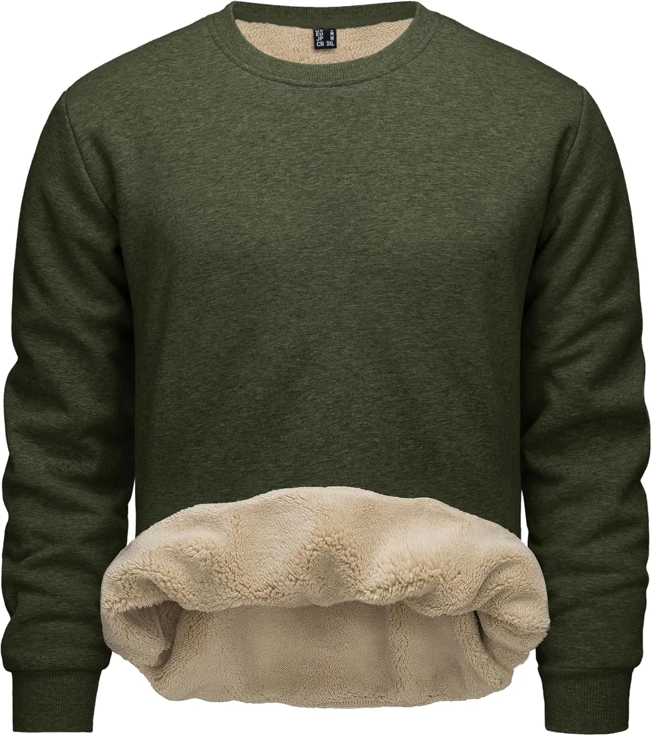 CRYSULLY Men's Sherpa Lined Sweatshirt Fleece Pullover Winter Crewneck Warm Shirts