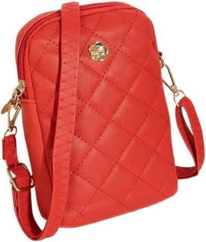 Cute Quilted Phone Crossbody Shoulder Purse with Exquisite Stitching Comfortable PU Leather Cellphone Wallet Bag