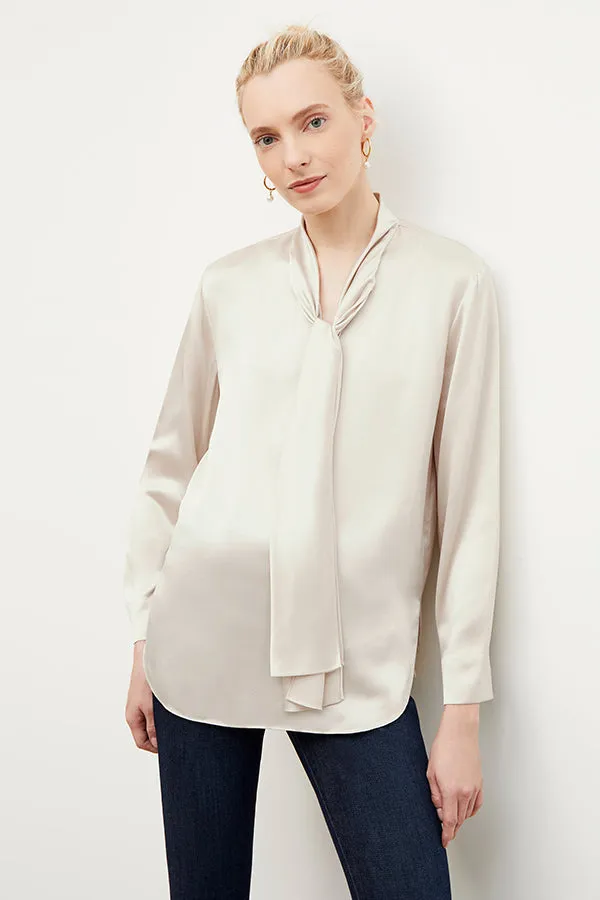 Darcy Top - Washable Silk Charmeuse :: Pearl