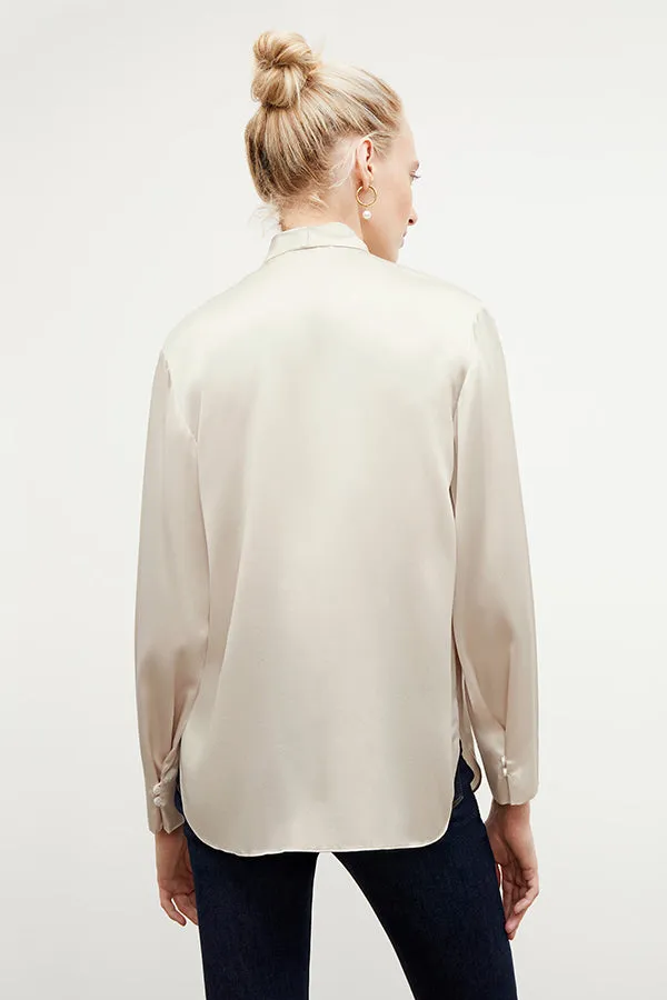 Darcy Top - Washable Silk Charmeuse :: Pearl