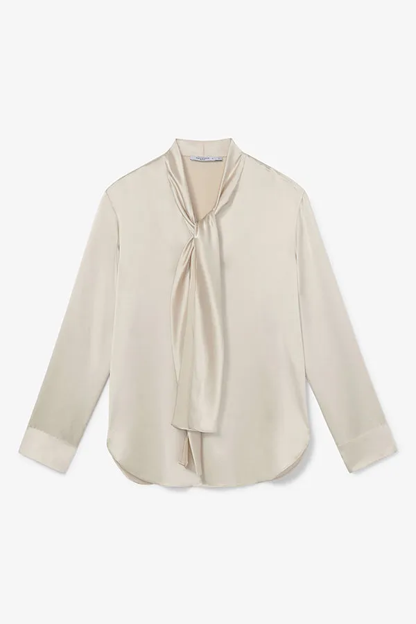Darcy Top - Washable Silk Charmeuse :: Pearl