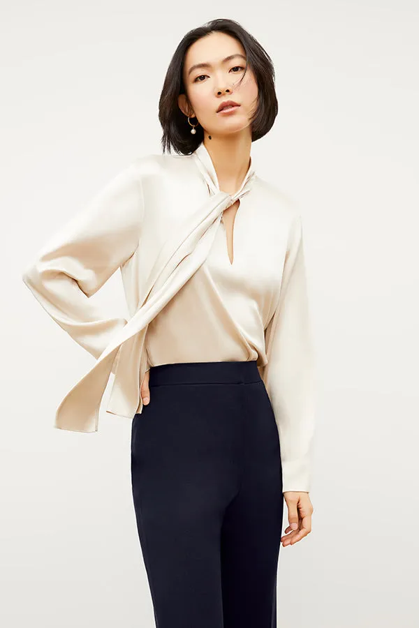 Darcy Top - Washable Silk Charmeuse :: Pearl