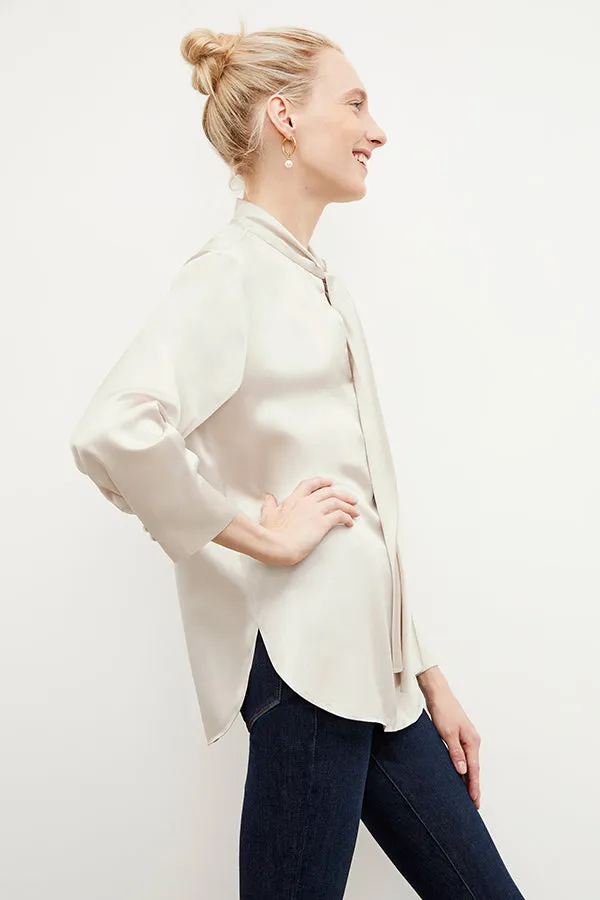 Darcy Top - Washable Silk Charmeuse :: Pearl
