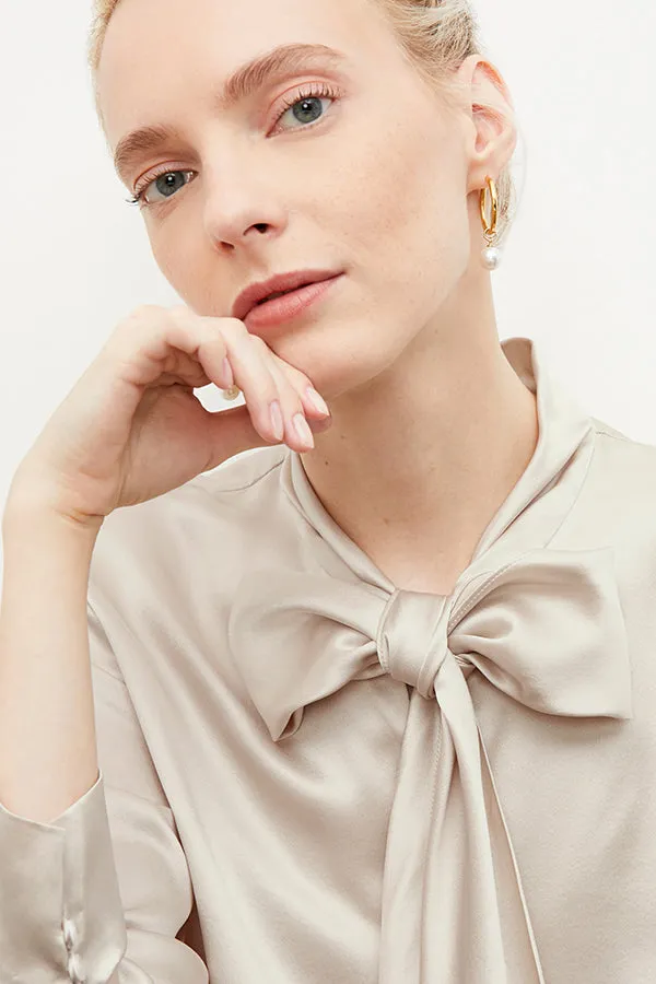 Darcy Top - Washable Silk Charmeuse :: Pearl