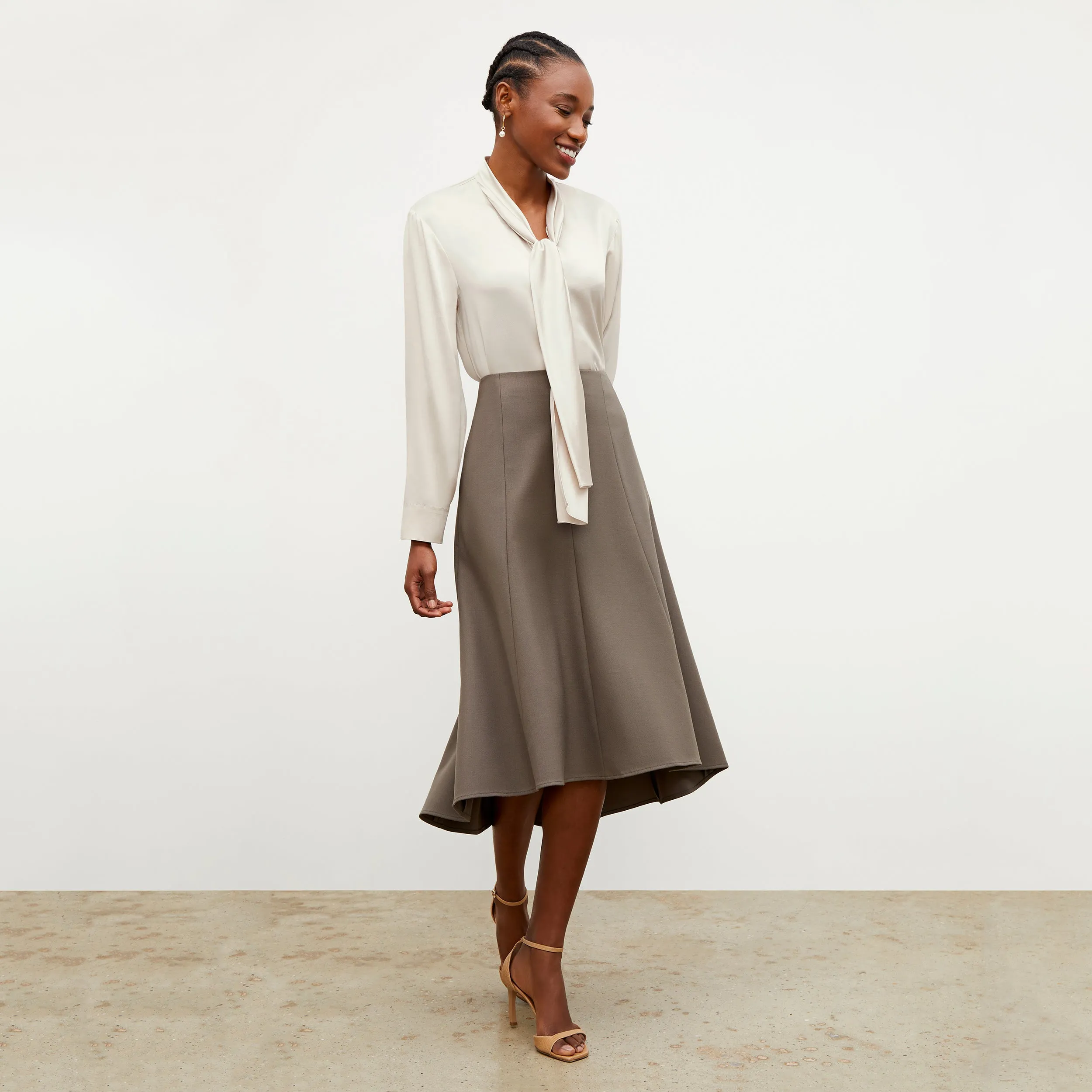 Darcy Top - Washable Silk Charmeuse :: Pearl