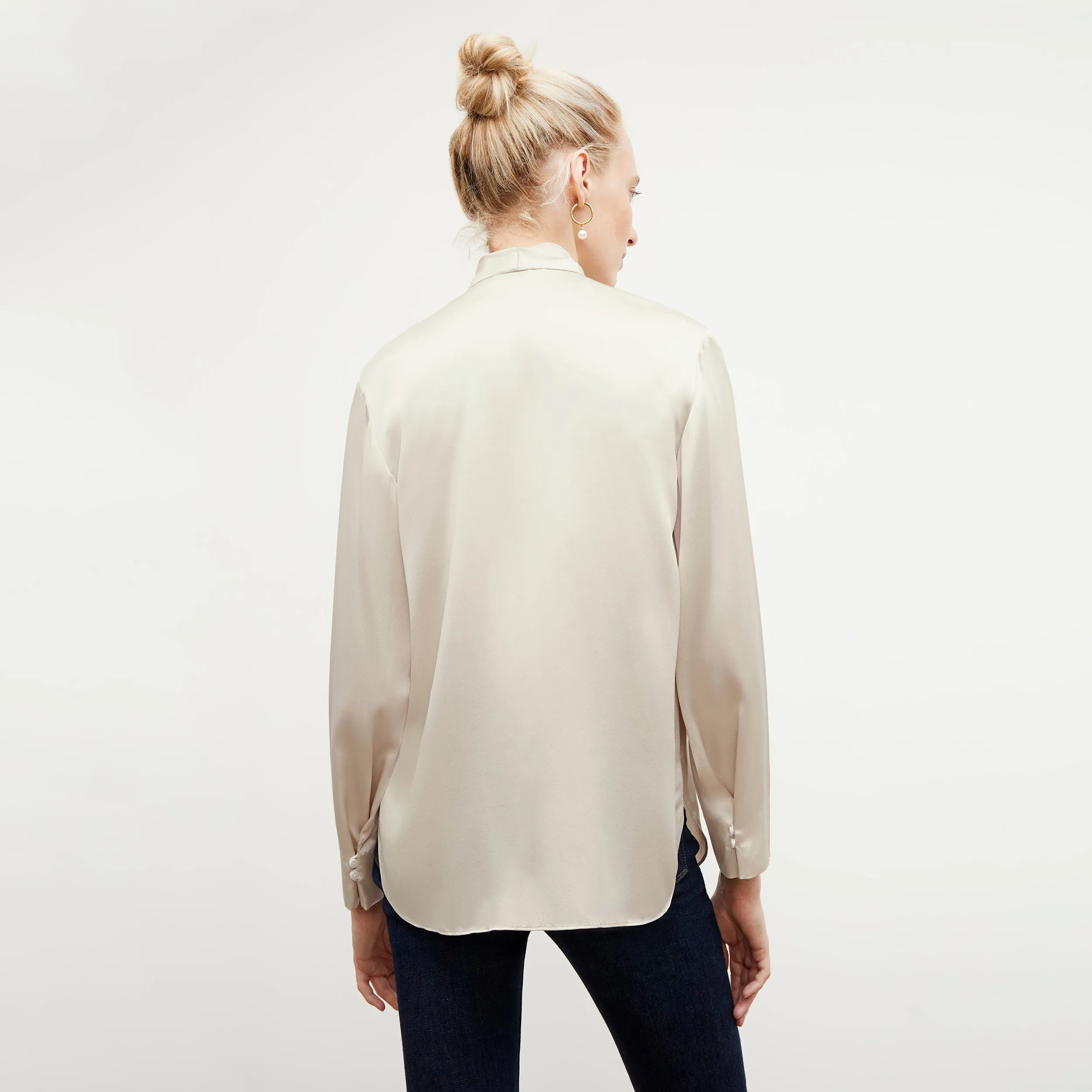 Darcy Top - Washable Silk Charmeuse :: Pearl