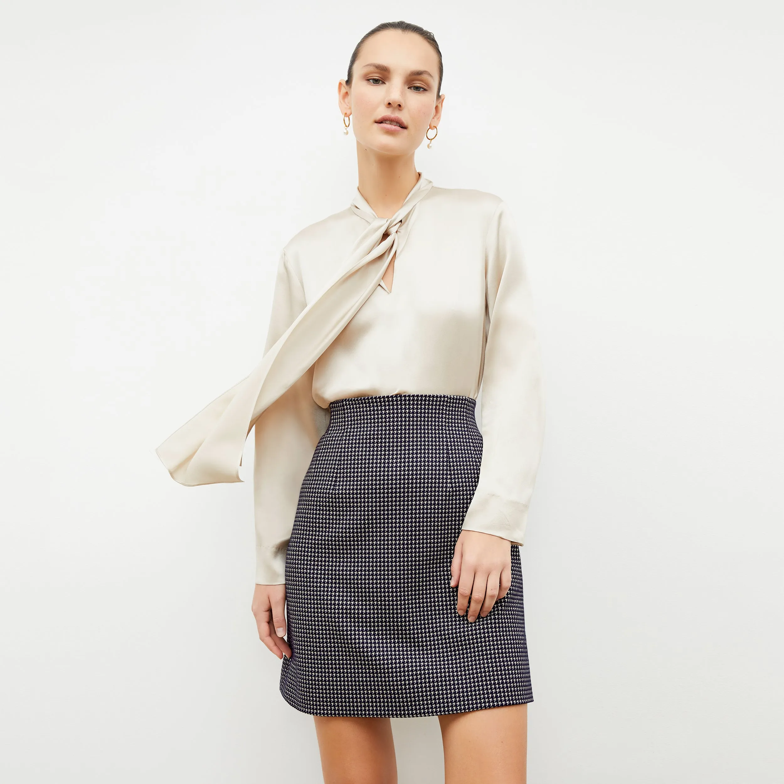 Darcy Top - Washable Silk Charmeuse :: Pearl