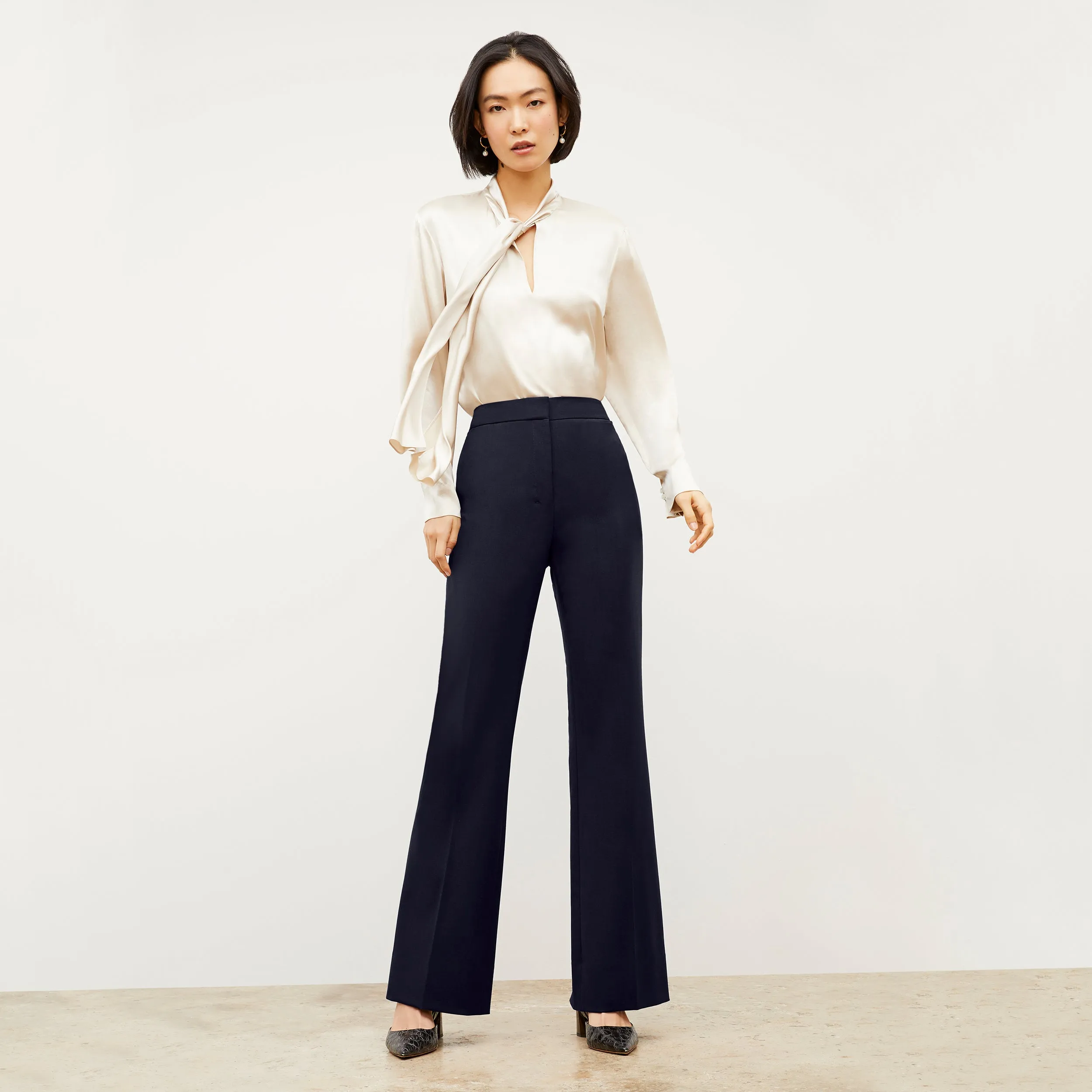 Darcy Top - Washable Silk Charmeuse :: Pearl