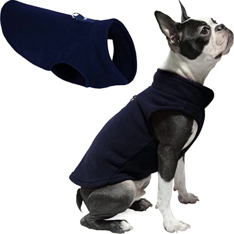 Dog Sweater Warm Pullover Fleece Vest Dog Jacket With O-Ring Leash