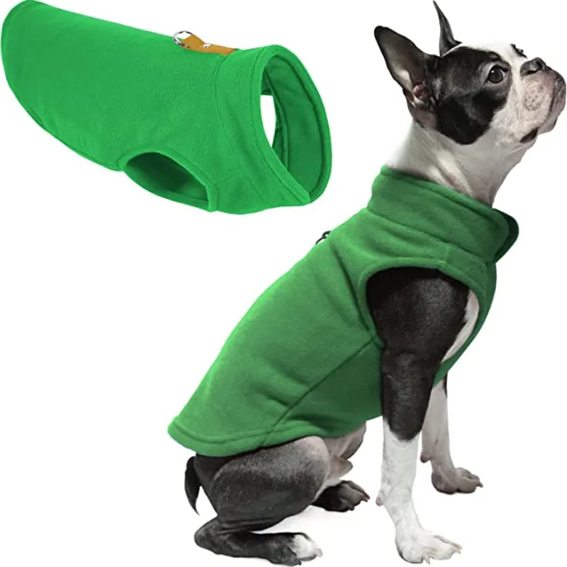 Dog Sweater Warm Pullover Fleece Vest Dog Jacket With O-Ring Leash