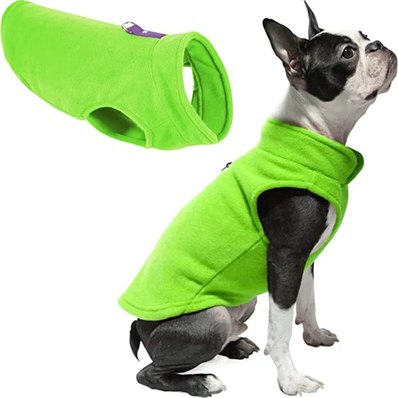 Dog Sweater Warm Pullover Fleece Vest Dog Jacket With O-Ring Leash