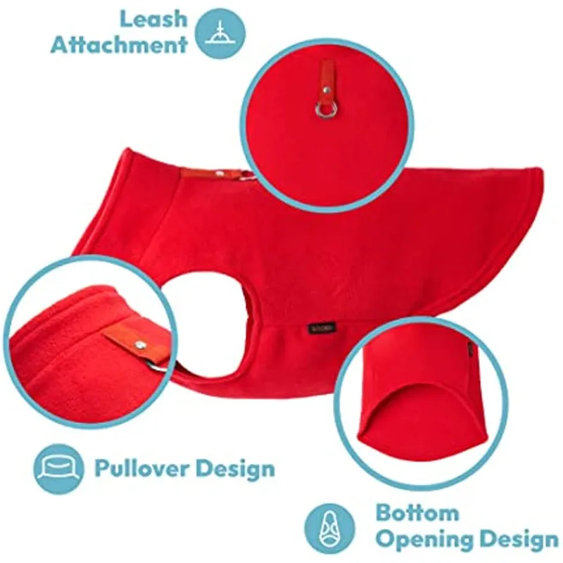 Dog Sweater Warm Pullover Fleece Vest Dog Jacket With O-Ring Leash