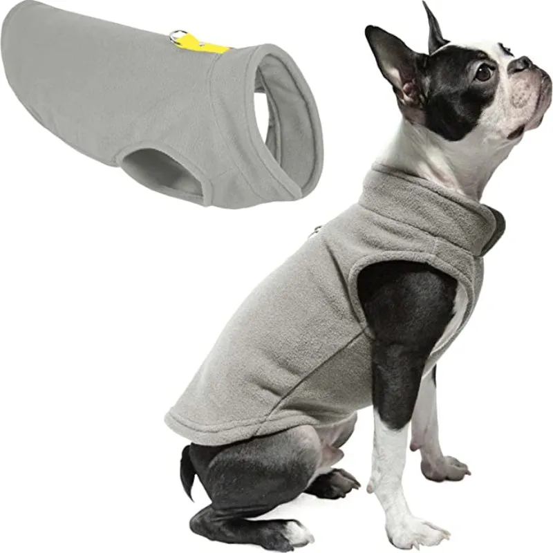 Dog Sweater Warm Pullover Fleece Vest Dog Jacket With O-Ring Leash
