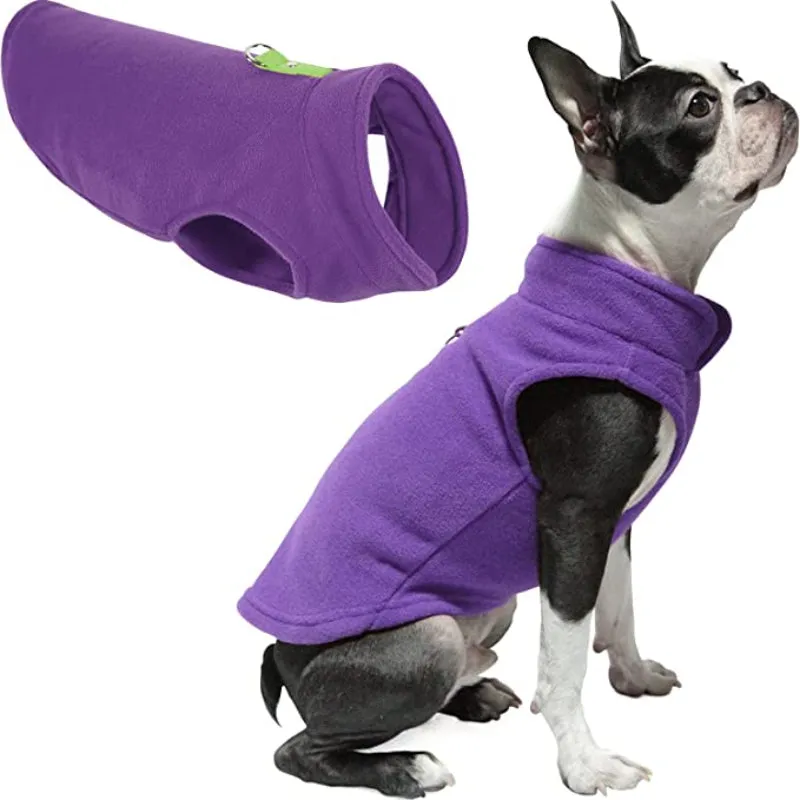 Dog Sweater Warm Pullover Fleece Vest Dog Jacket With O-Ring Leash