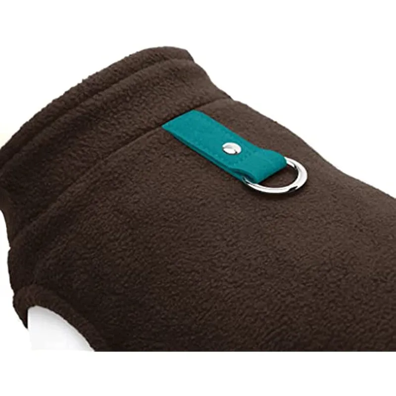 Dog Sweater Warm Pullover Fleece Vest Dog Jacket With O-Ring Leash