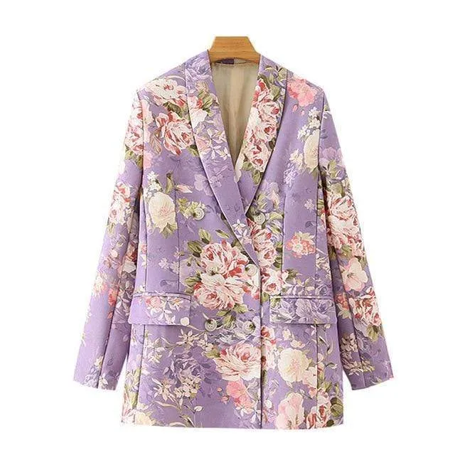DOUBLE BREASTED FLORAL PRINT COAT
