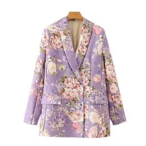 DOUBLE BREASTED FLORAL PRINT COAT
