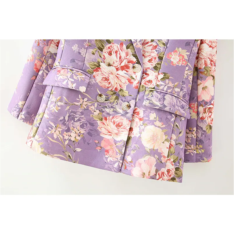 DOUBLE BREASTED FLORAL PRINT COAT