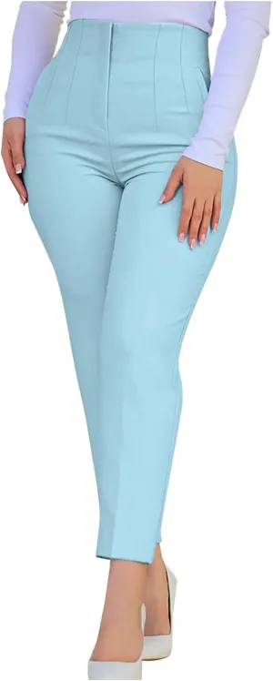 Dress Pants for Women Casual High Waist Work Office Pants Slim Fit Tummy Control Business Ankle Length Trousers