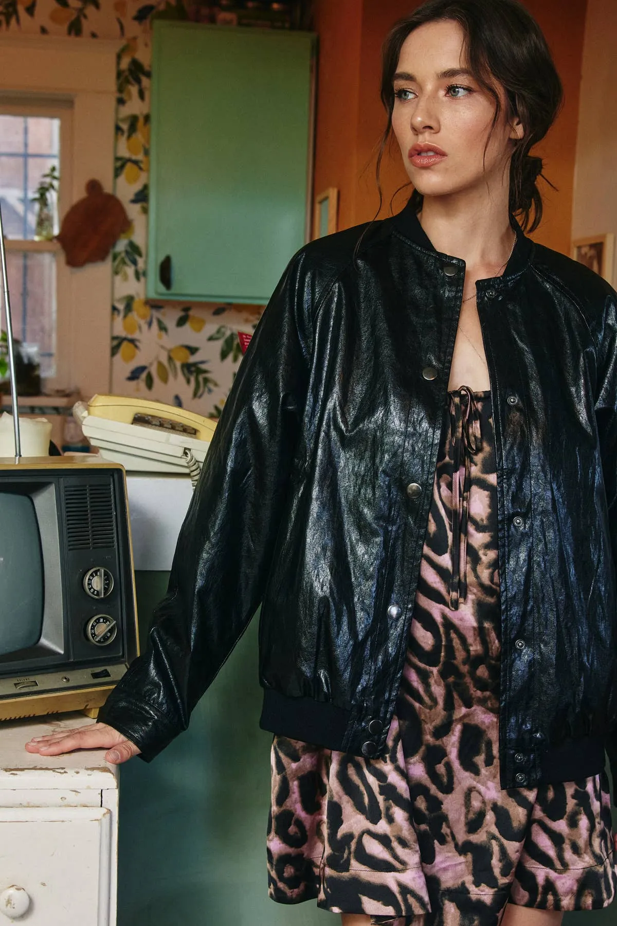 Dylan Snap Down Vegan Leather Jacket