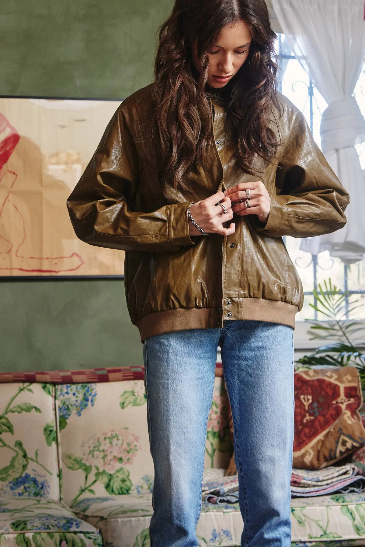 Dylan Snap Down Vegan Leather Jacket