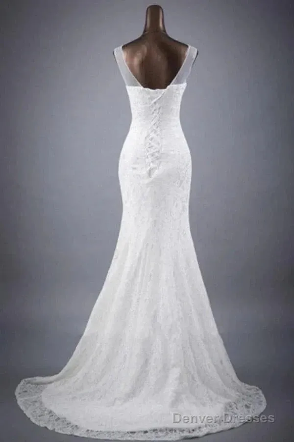 Elegant And Noble Lace Sleeveless Speaker/Mermaid And Floor Length Wedding Dress