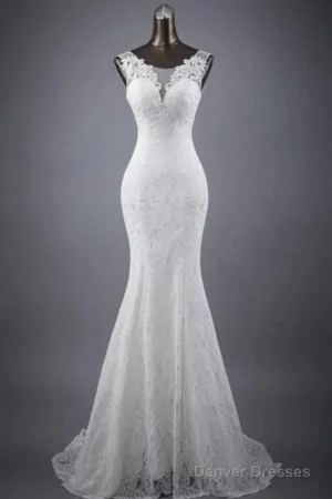 Elegant And Noble Lace Sleeveless Speaker/Mermaid And Floor Length Wedding Dress