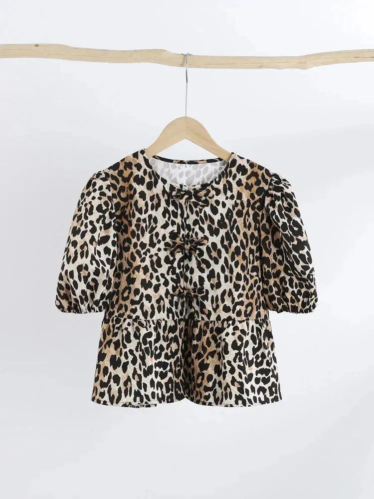 Ellinor | Blouse With Puff Sleeves And Bow Detail