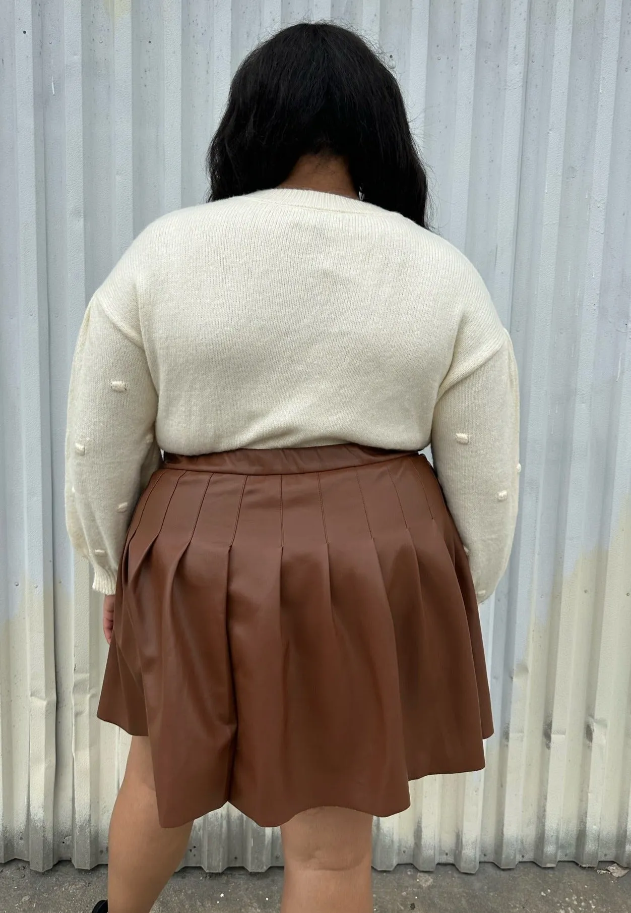 Eloquii Cream Chunky Knit Sweater with Swiss Dots, Size 18/20