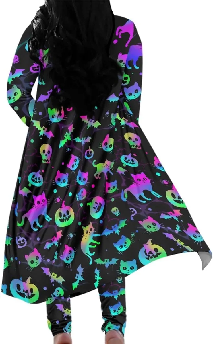 ENLACHIC Women Floral Print Long Sleeve Cardigan Cover up Long Pants 2 Piece Outfits Set