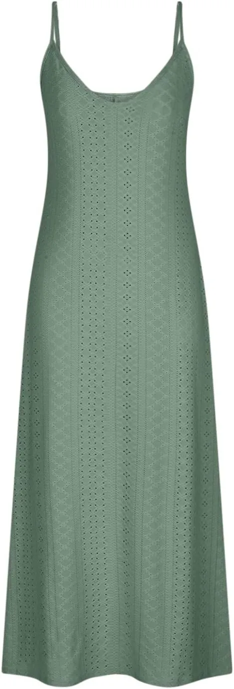 Eyelet Dress for Women Casual Loose V Neck Halter Tank Long Dress Vacation Boho Beach Maxi Sundresses Summer Dresses