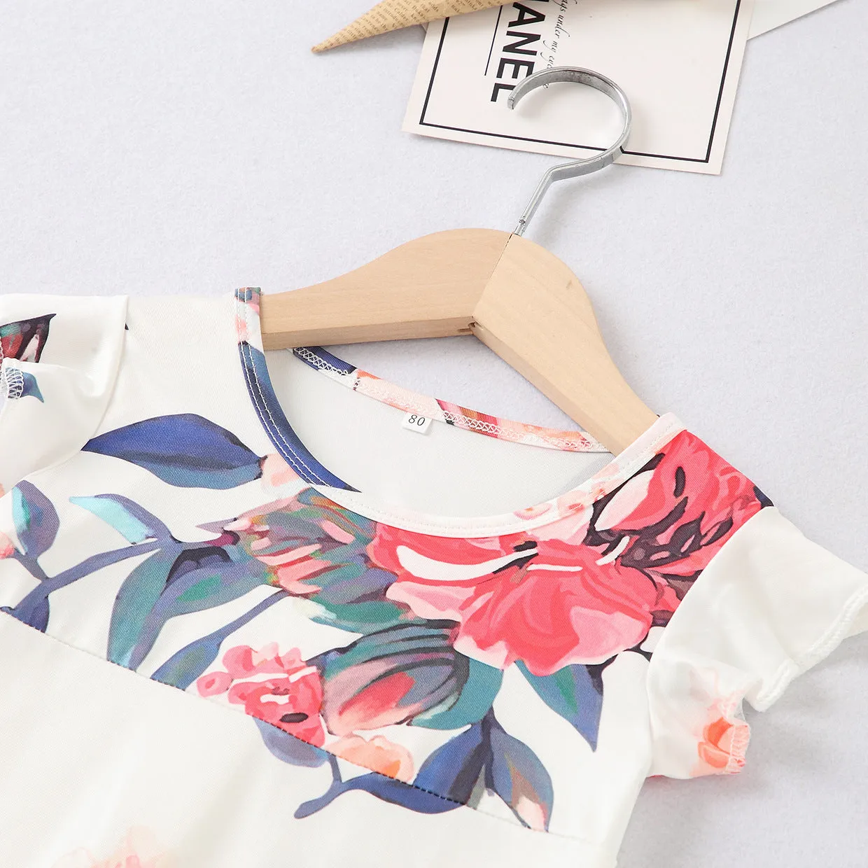Floral Pattern Prints Sleeveless Matching Dress