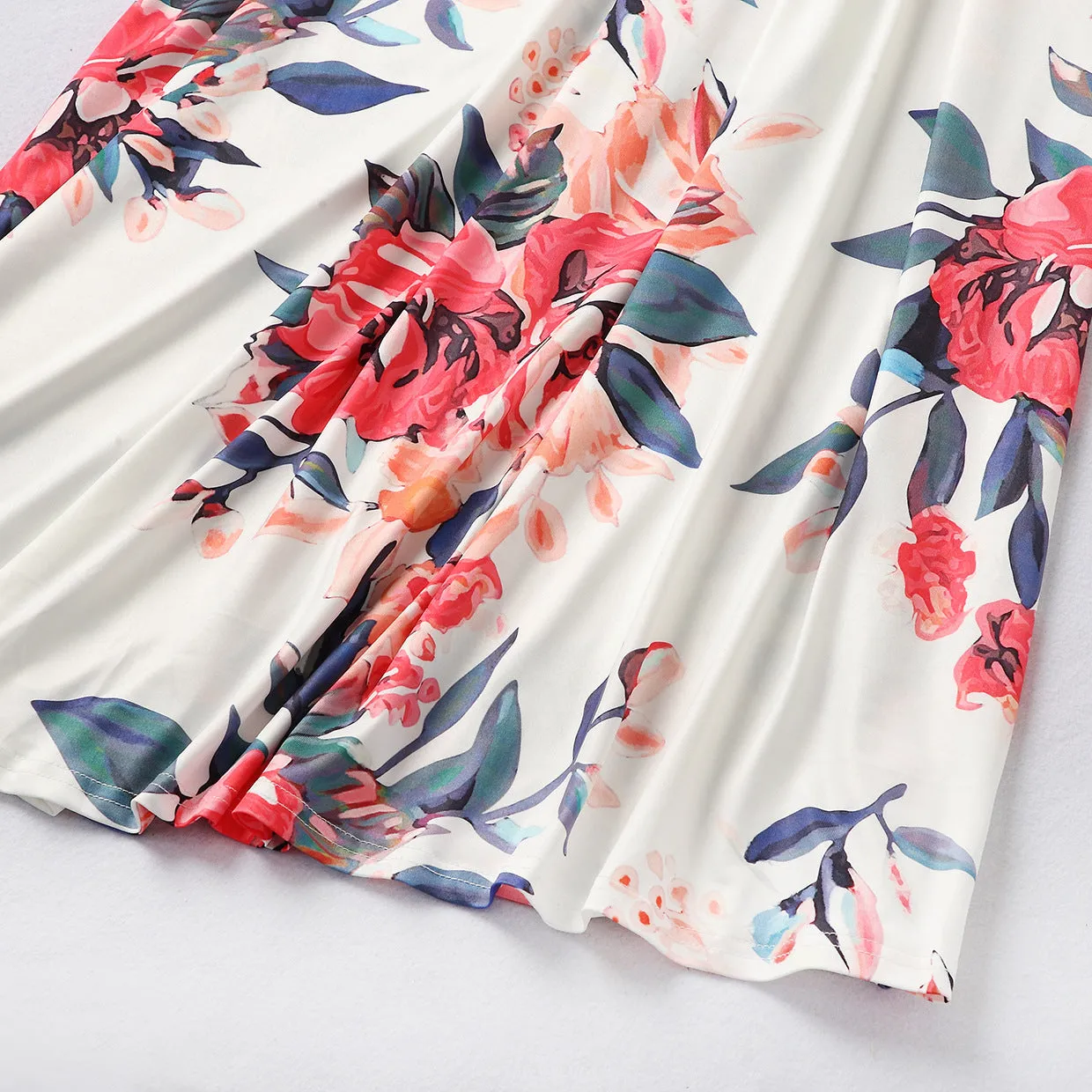 Floral Pattern Prints Sleeveless Matching Dress