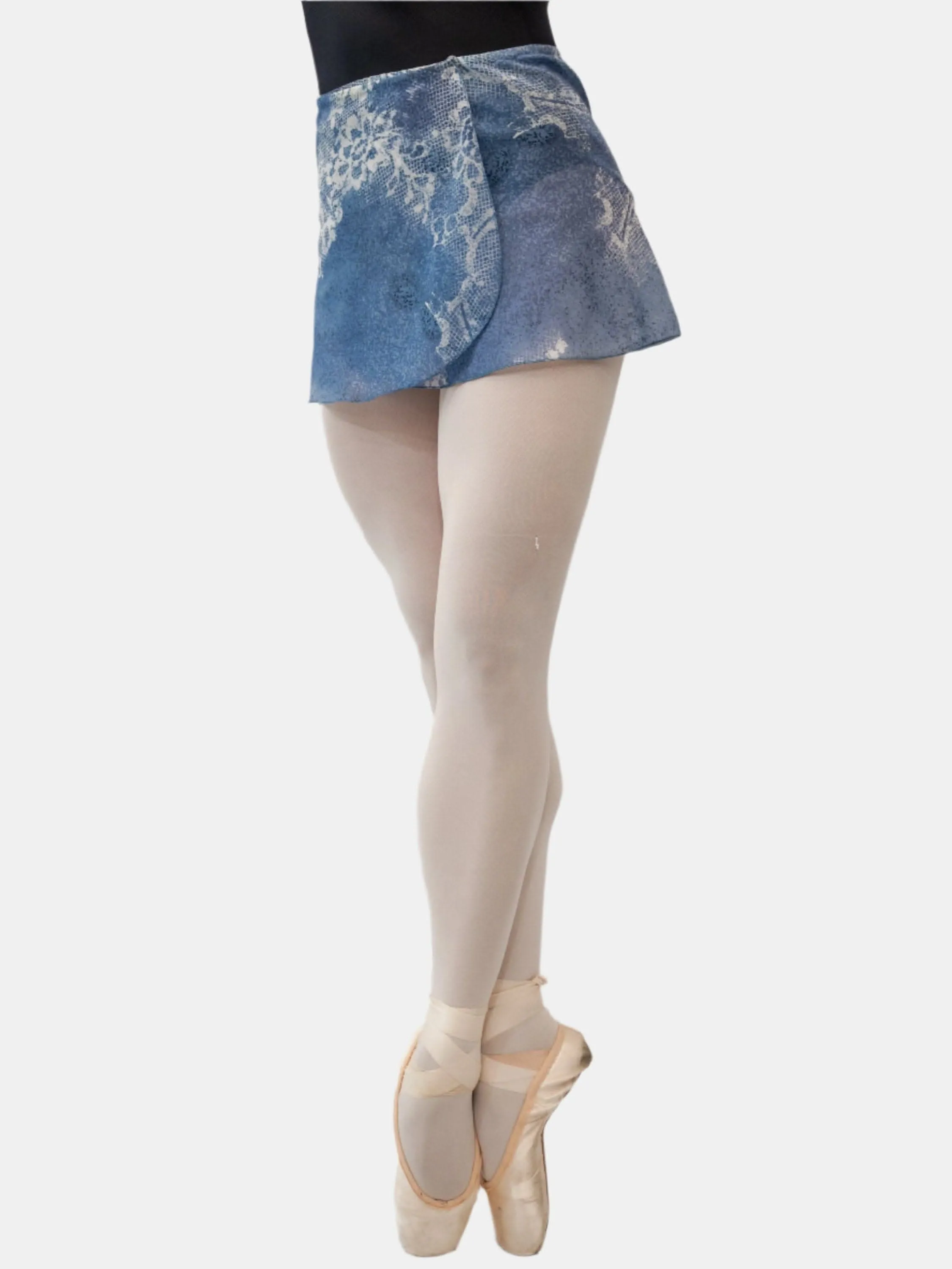 Floral Powder Blue Wrap Short Dance Skirt MP302
