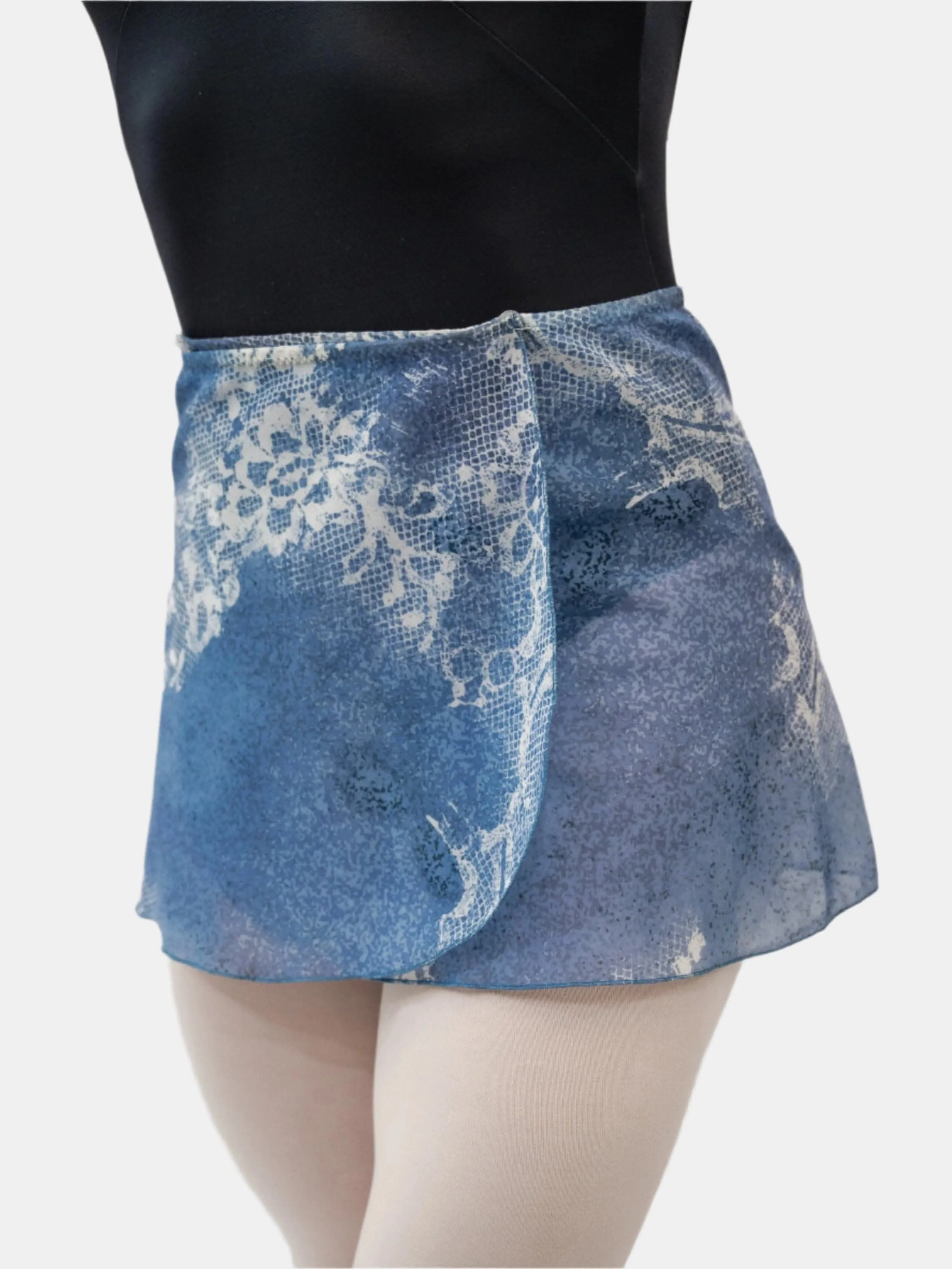 Floral Powder Blue Wrap Short Dance Skirt MP302